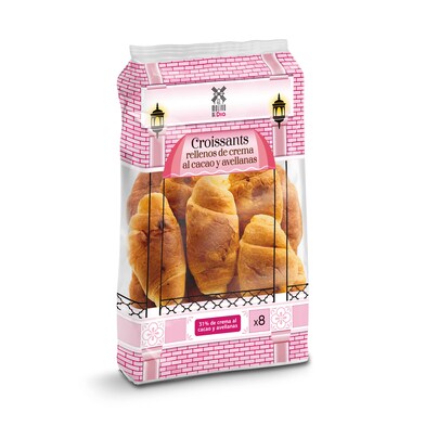 Croissants rellenos de crema de cacao y avellanas El molino de Dia bolsa 360 g-0