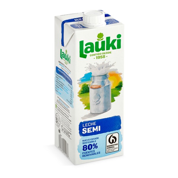 Leche Semidesnatada Lauki Envase 1 L.