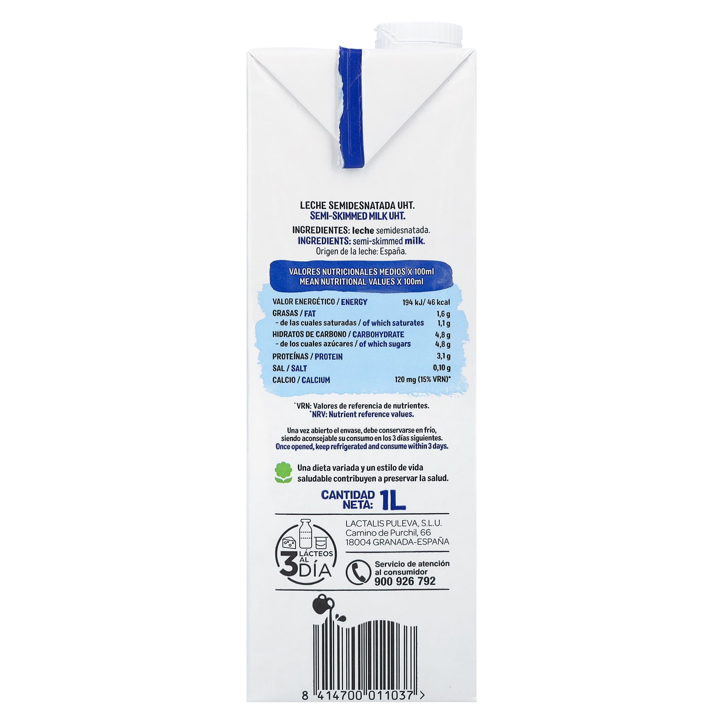 Leche semidesnatada Lauki 1 L