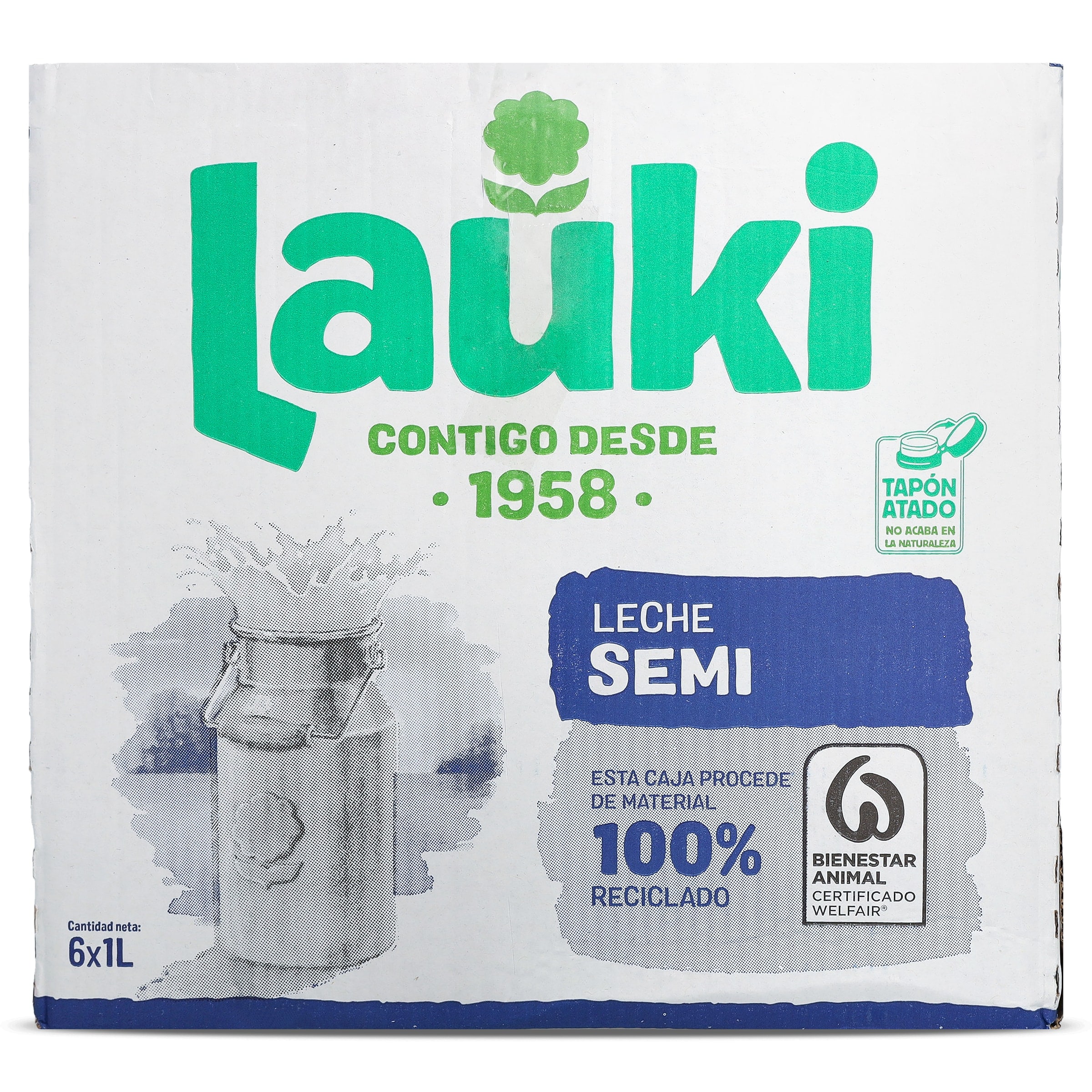 Leche semidesnatada Lauki pack 6 x 1 L