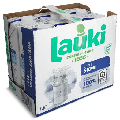 Leche semidesnatada Lauki pack 6 x 1 L-0