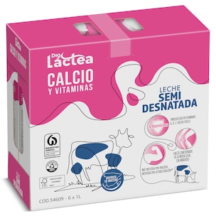 Leche semidesnatada calcio Dia Láctea pack 6 x 1 L