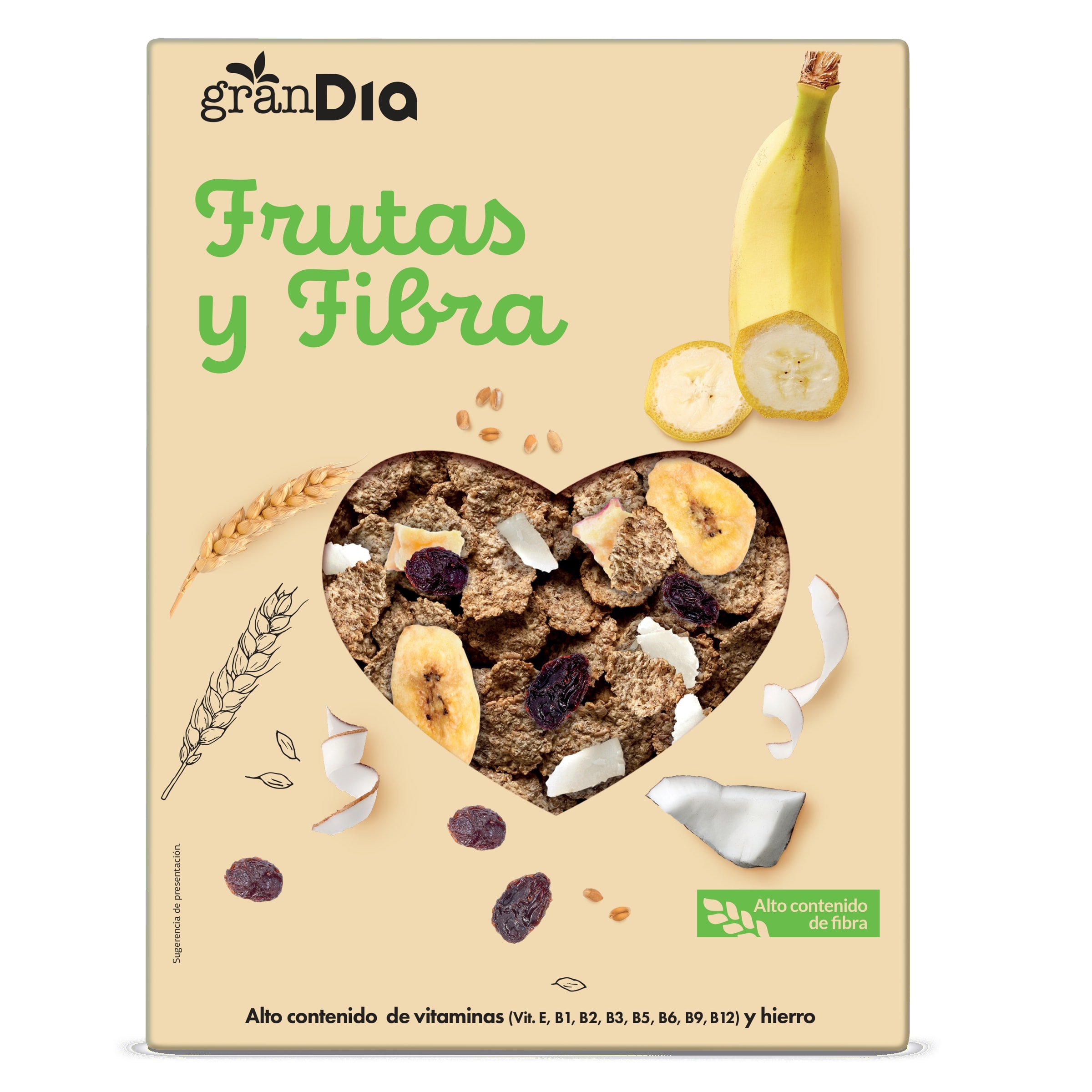 Cereales copos de trigo con fruta y fibra Gran Dia 500 g