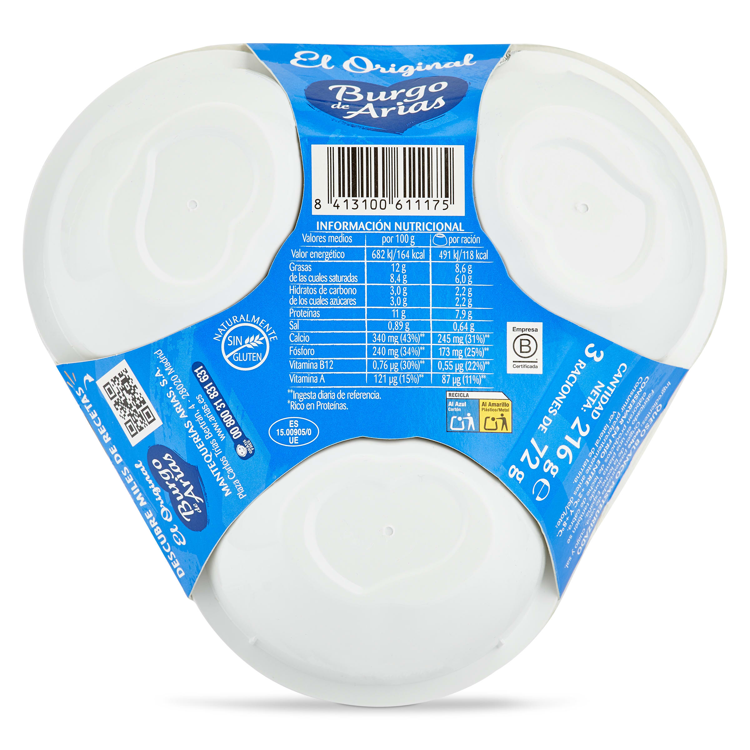 Queso fresco Burgo de Arias 3 x 72 g