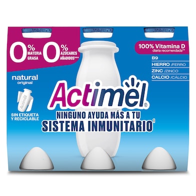 Yogur desnatado líquido natural ACTIMEL  6 unidades PACK 600 GR-1