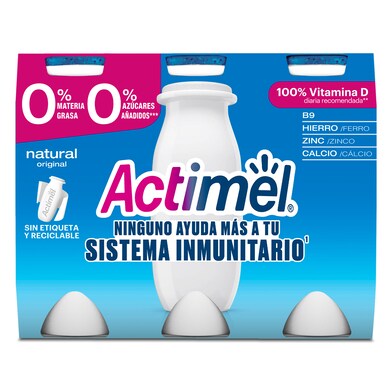 Yogur desnatado líquido natural ACTIMEL 6 unidades PACK 600 GR-1 Yogur desnatado líquido natural ACTIMEL 6 unidades PACK 600 GR-1