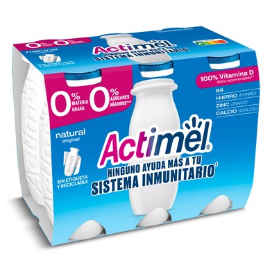 Yogur desnatado líquido natural Actimel pack 6 x 100 g-0