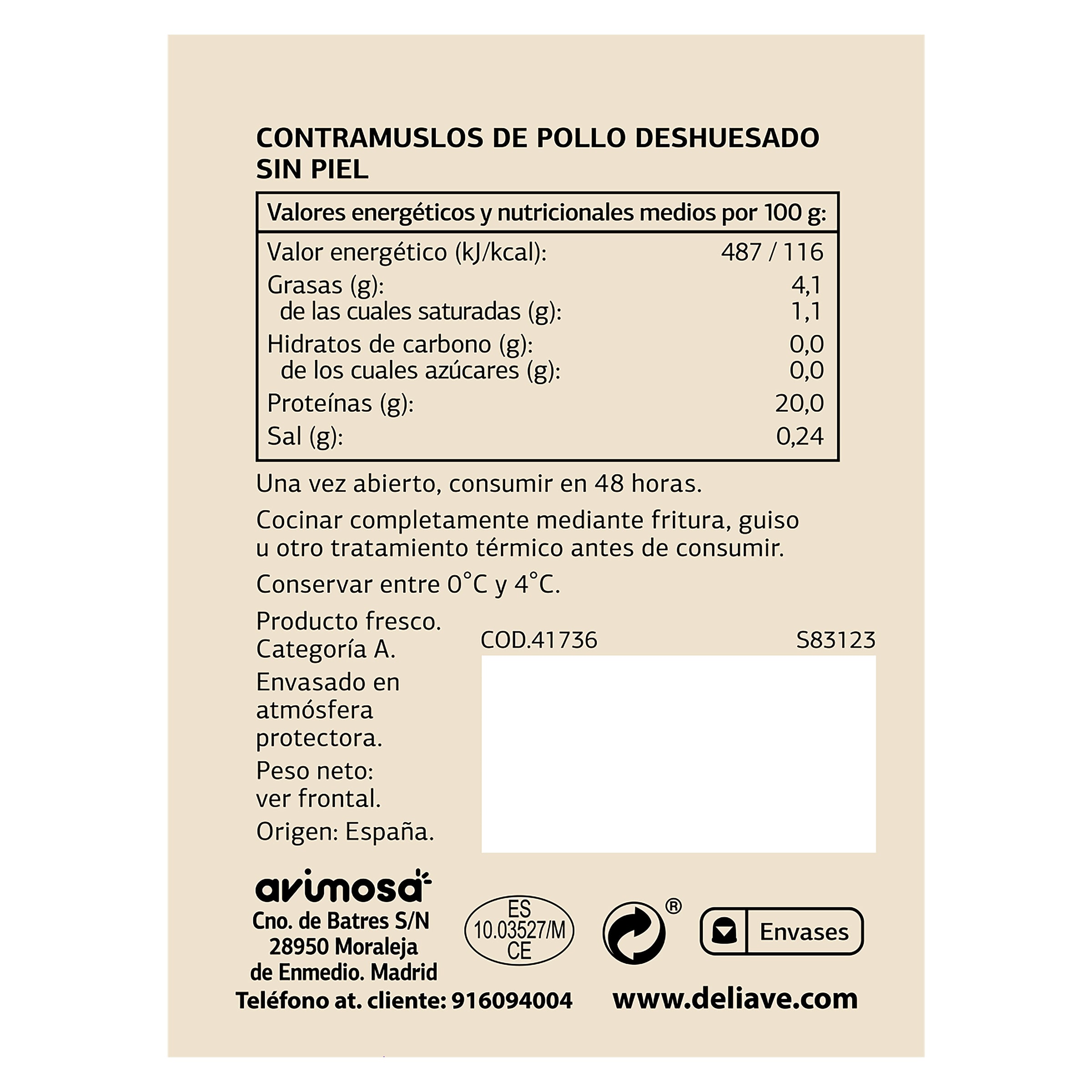 Filetes de contramuslo de pollo Selección de Dia 550 g aprox.