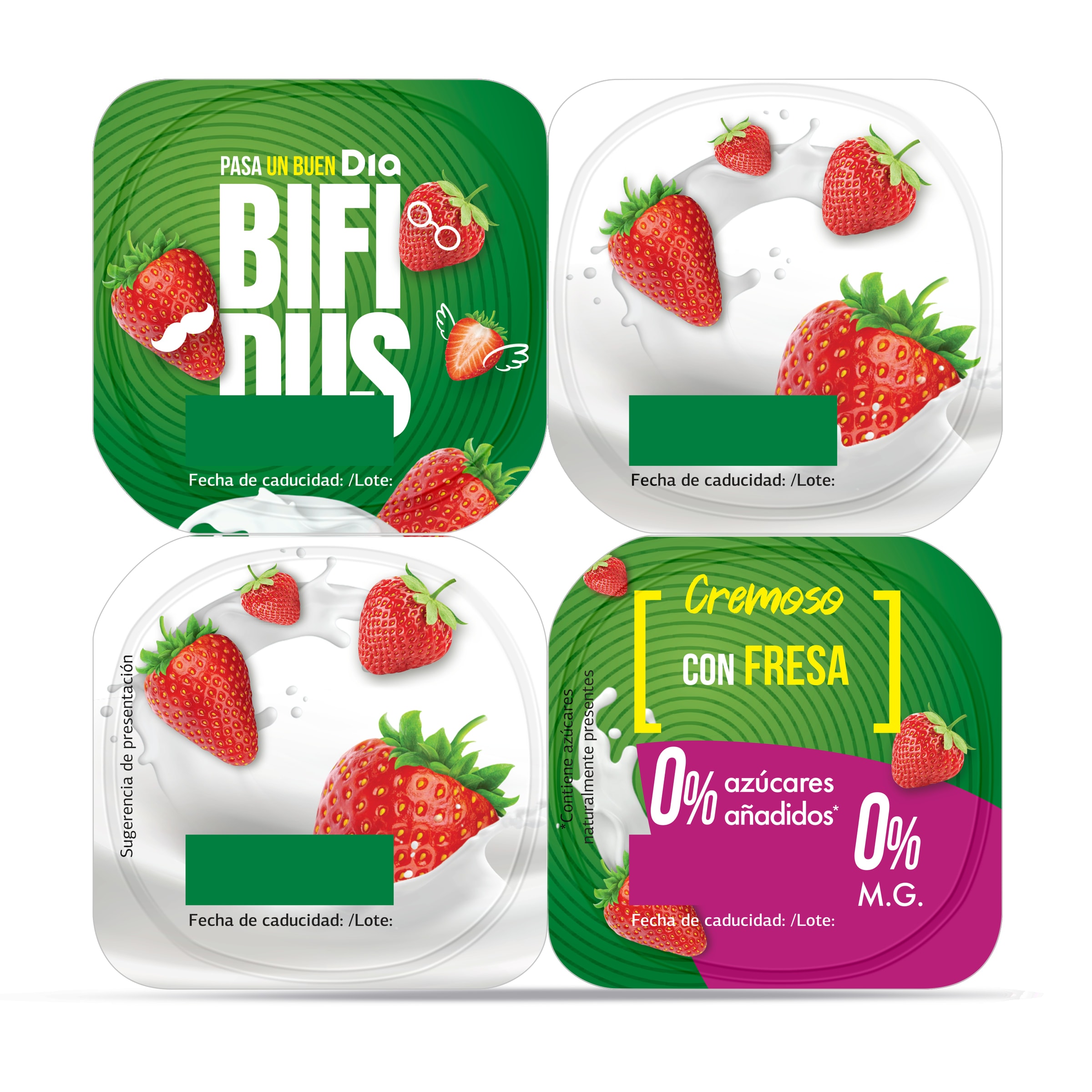 Bífidus con fresa doble 0% Dia 4 x 125 g