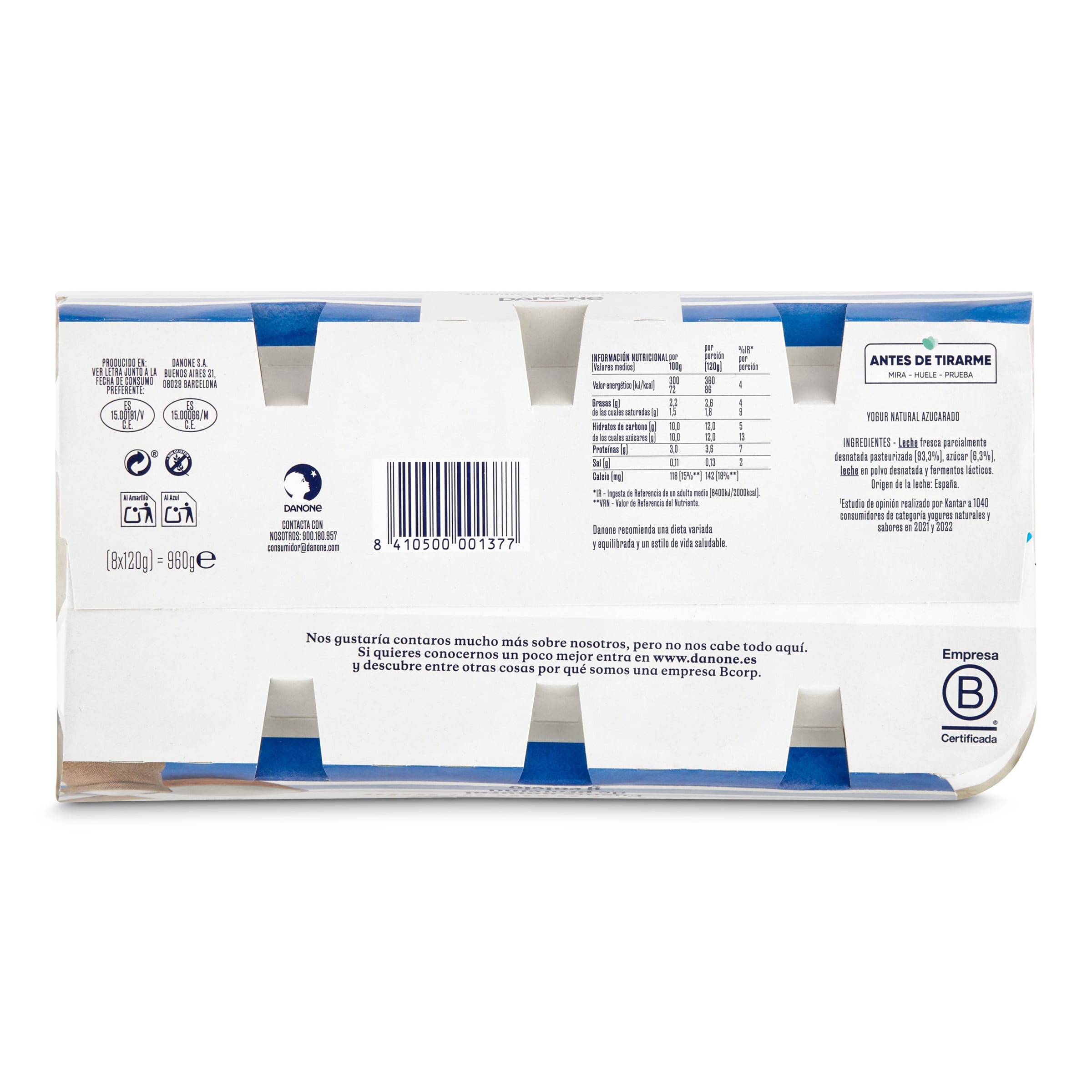 Yogur natural Danone pack 8 x 120 g - Supermercados DIA