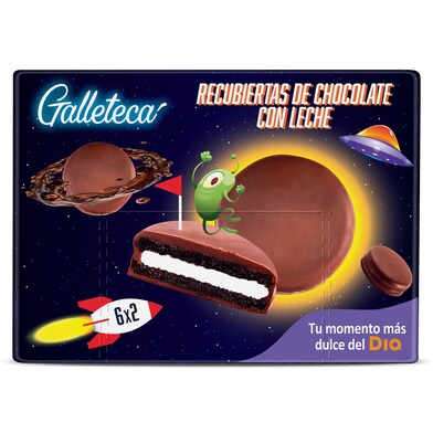 Galletas de cacao rellenas de crema bañadas con chocolate con leche Galleteca de Dia caja 252 g-1 Galletas de cacao rellenas de crema bañadas con chocolate con leche Galleteca de Dia caja 252 g-1
