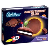 Galletas de cacao rellenas de crema bañadas con chocolate con leche Galleteca de Dia caja 252 g