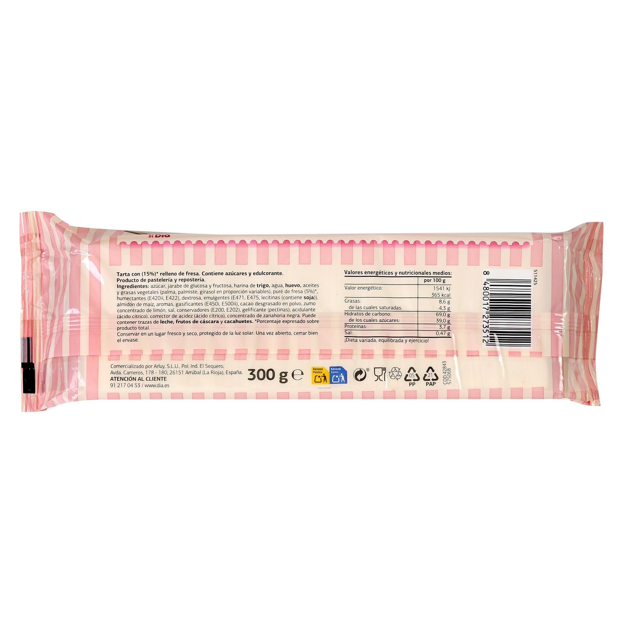 Brazo relleno de fresa El Molino de Dia 300 g