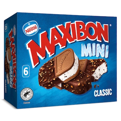 Helado mini de nata con gotas de chocolate 6 unidades Nestlé Maxibon caja 306 g-0