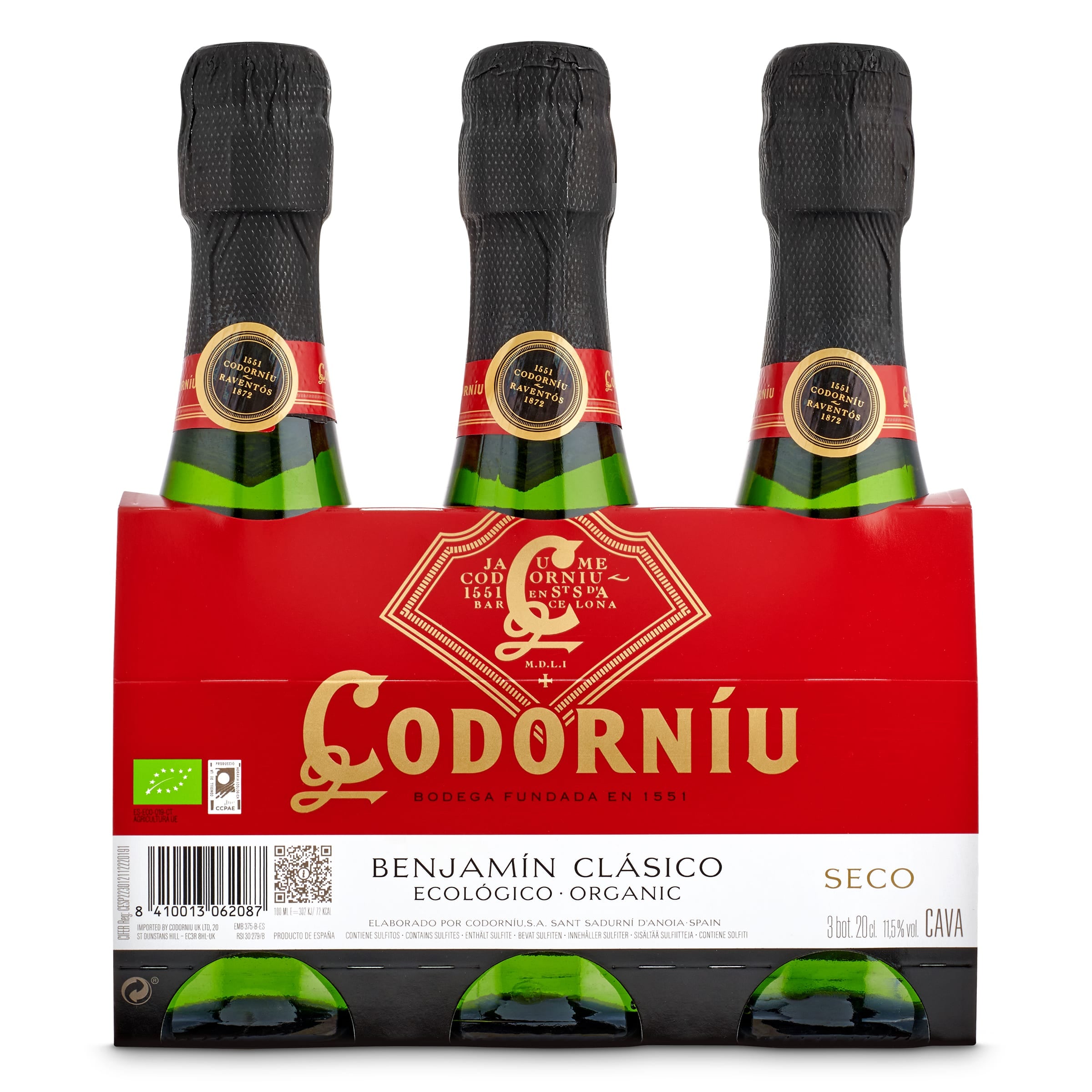 Cava seco Codorníu pack 3 x 20 cl