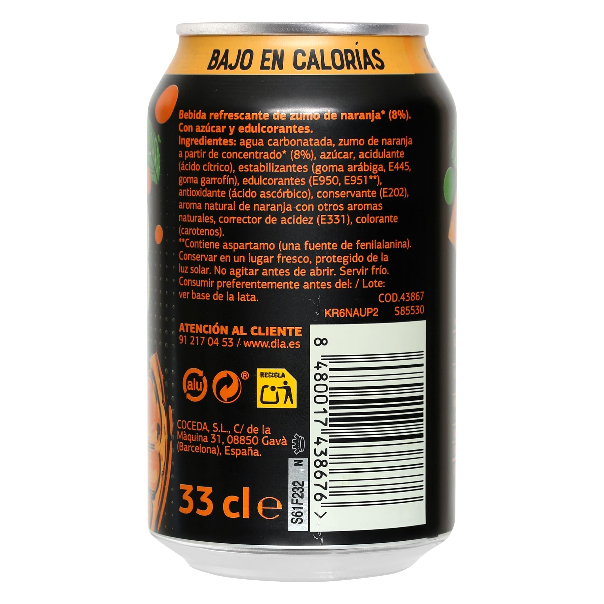 Refresco de naranja Dia Upss 330 ml