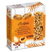 Barritas de cereales con albaricoque, manzana y uvas pasas Gran Dia caja 150 g