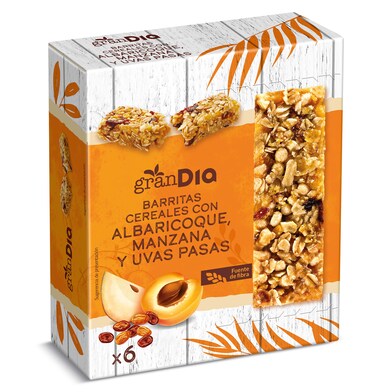 Barritas de cereales con albaricoque, manzana y uvas pasas Gran Dia caja 150 g-0