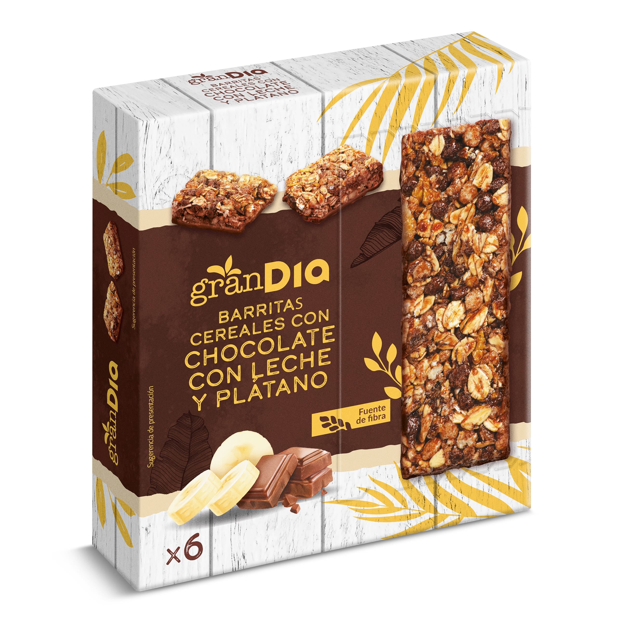 Barritas de cereales plátano y chocolate con leche Gran Dia caja 150 g -  Supermercados DIA