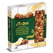 Barritas de cereales plátano y chocolate con leche Gran Dia caja 150 g