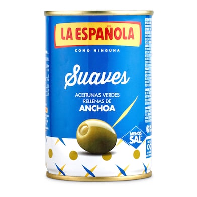 Aceitunas suaves rellenas de anchoa La española lata 130 g-0