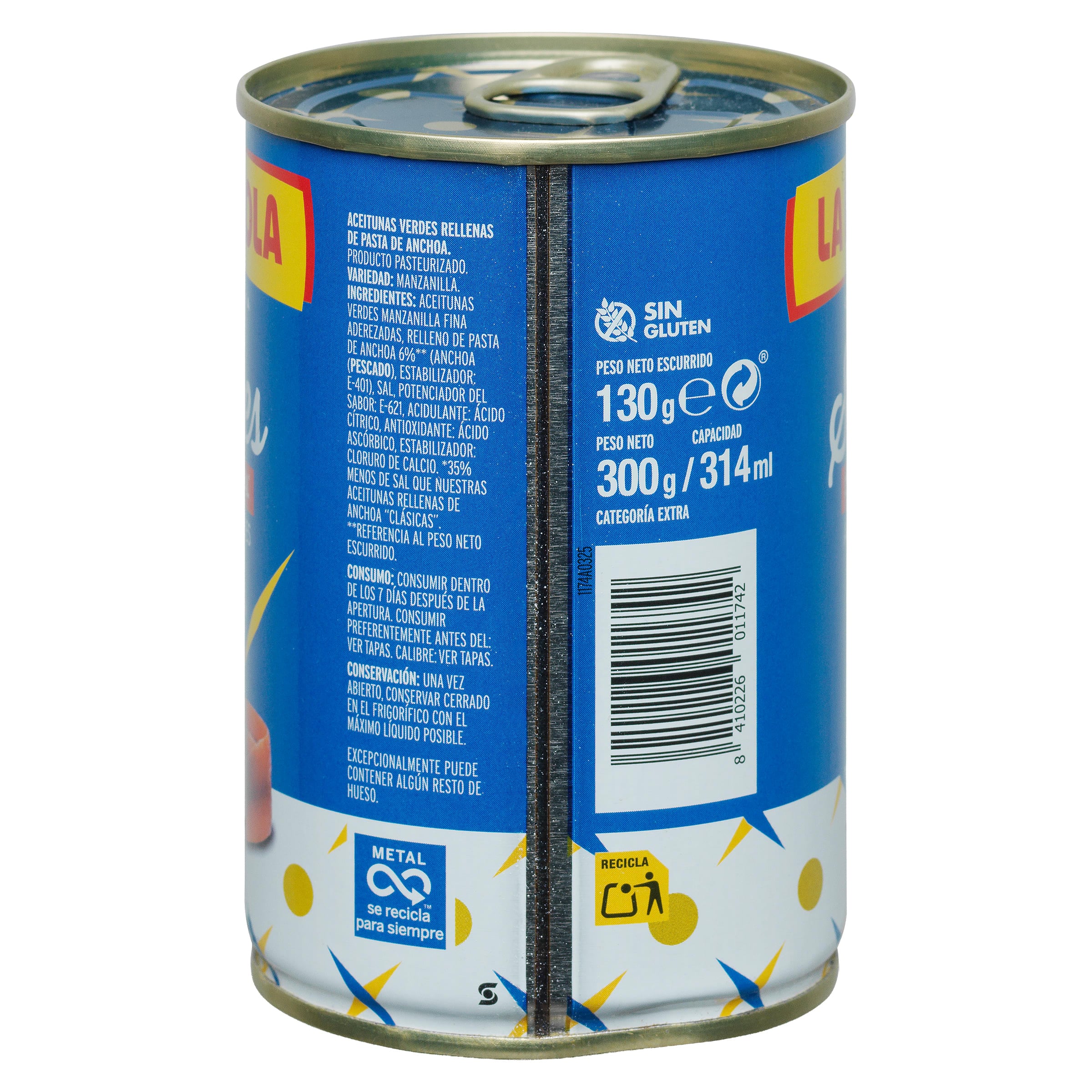 Aceitunas rellenas de anchoa suaves La Española 130 g