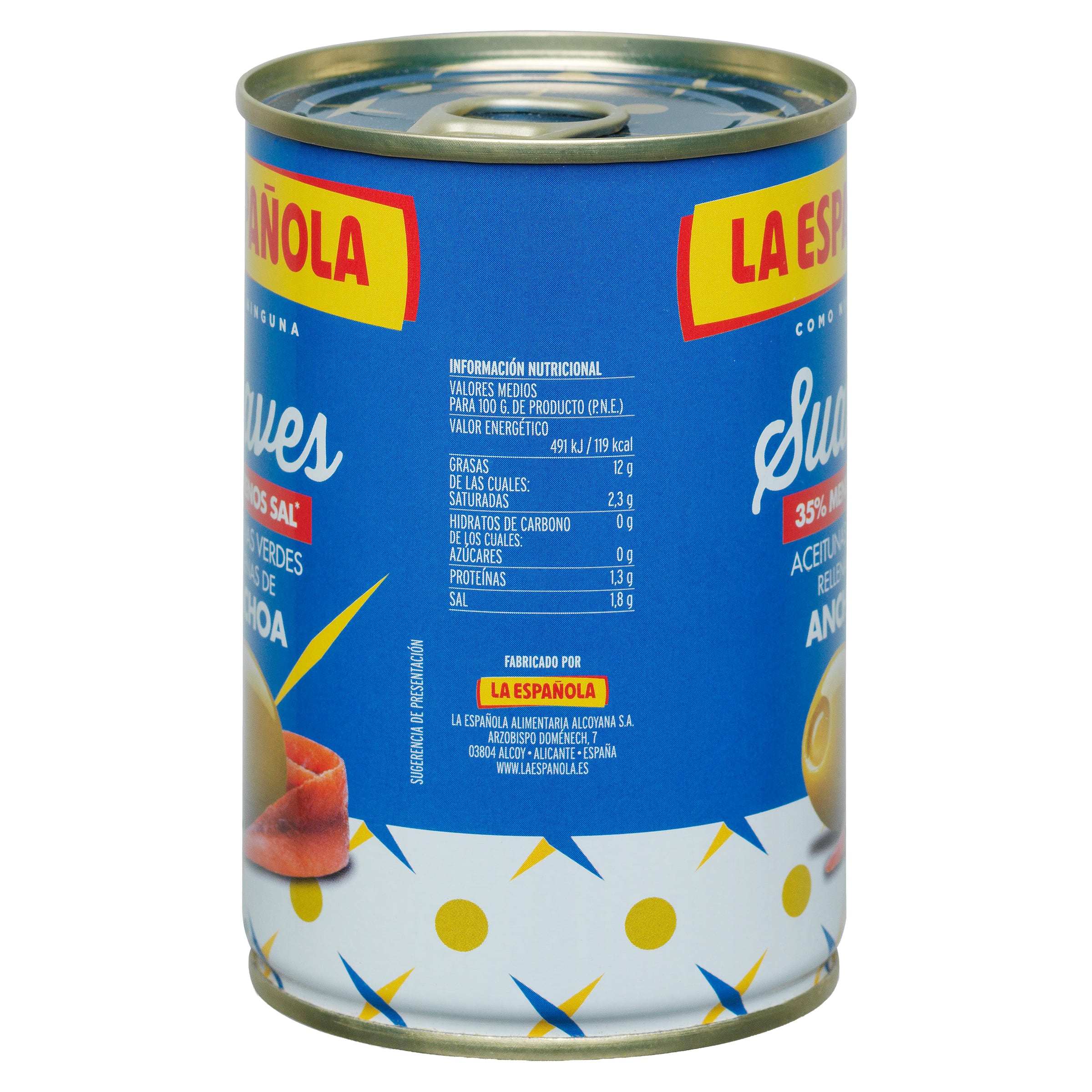 Aceitunas rellenas de anchoa suaves La Española 130 g