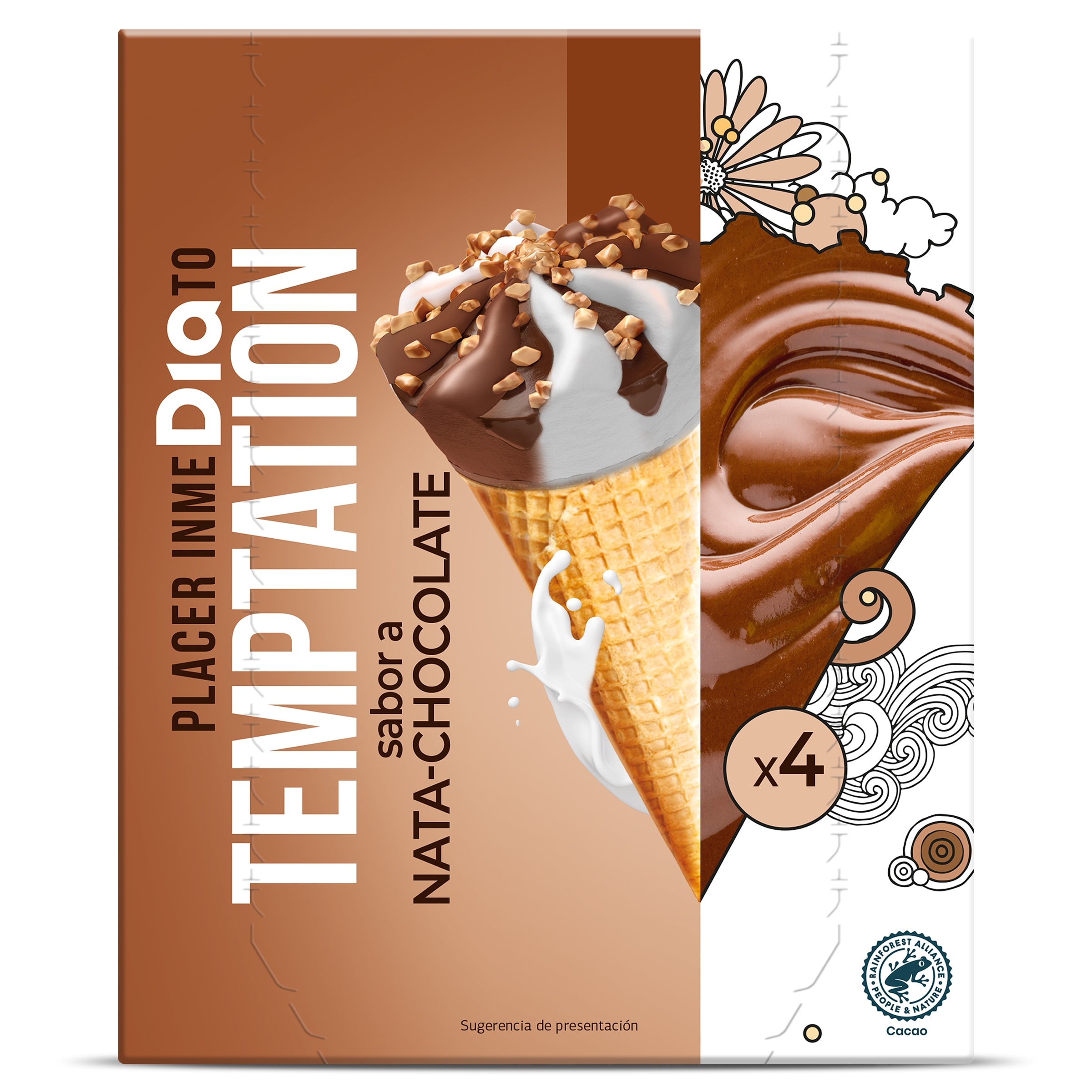 Conos de nata y chocolate Dia Temptation 4 x 68 g