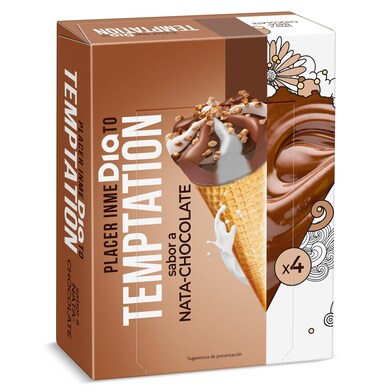 Helado cono de nata y chocolate 4 unidades Temptation caja 272 g-0