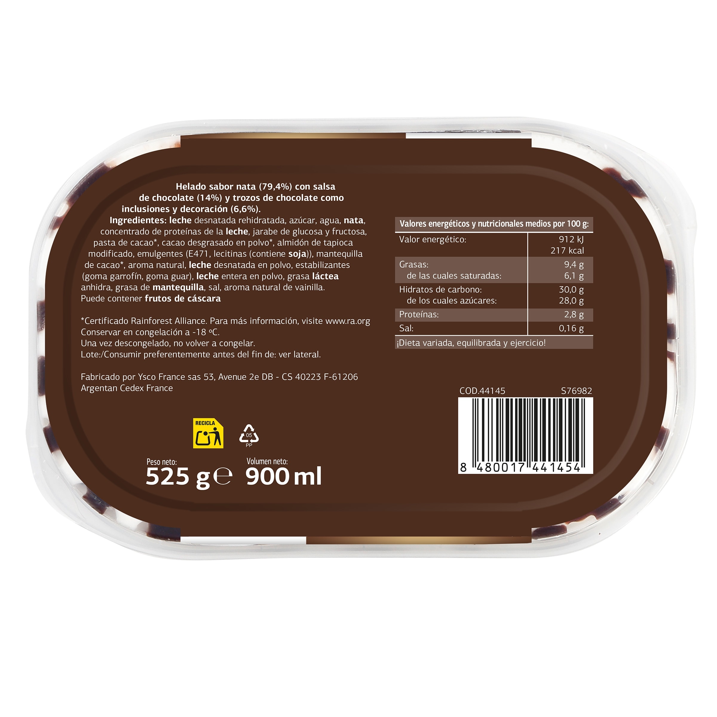 Barqueta de stracciatella Dia Temptation 525 g