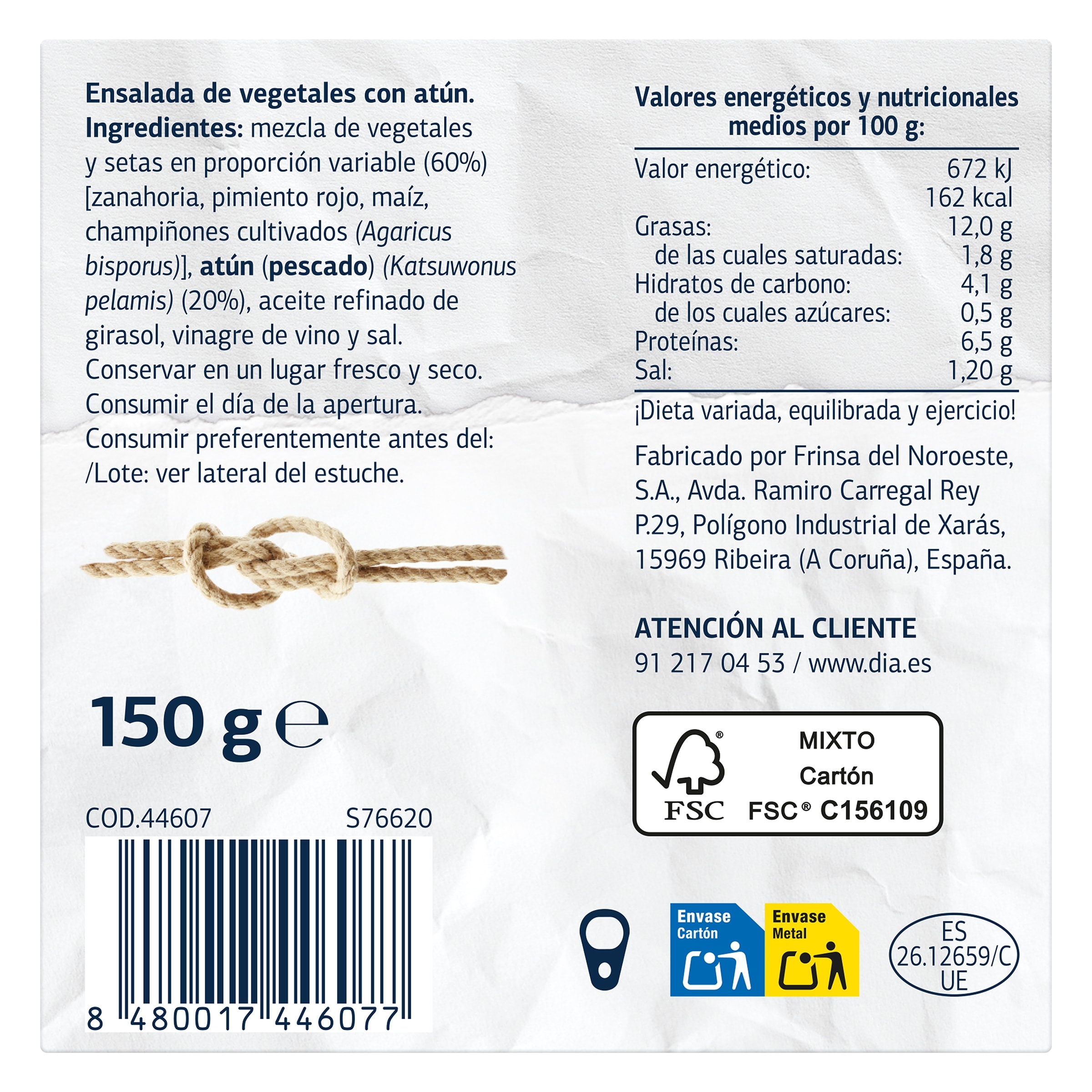 Ensalada milanesa de atún MSC Dia Mari Marinera 150 g