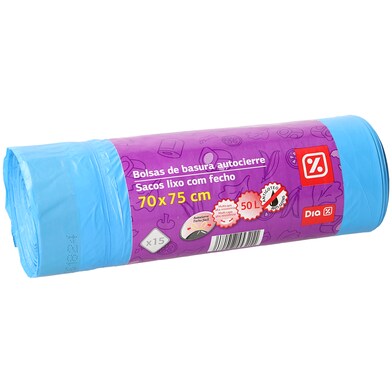 Bolsa de basura con autocierre azul 50 lt Dia bolsa 15 unidades-0 Bolsa de basura con autocierre azul 50 lt Dia bolsa 15 unidades-0