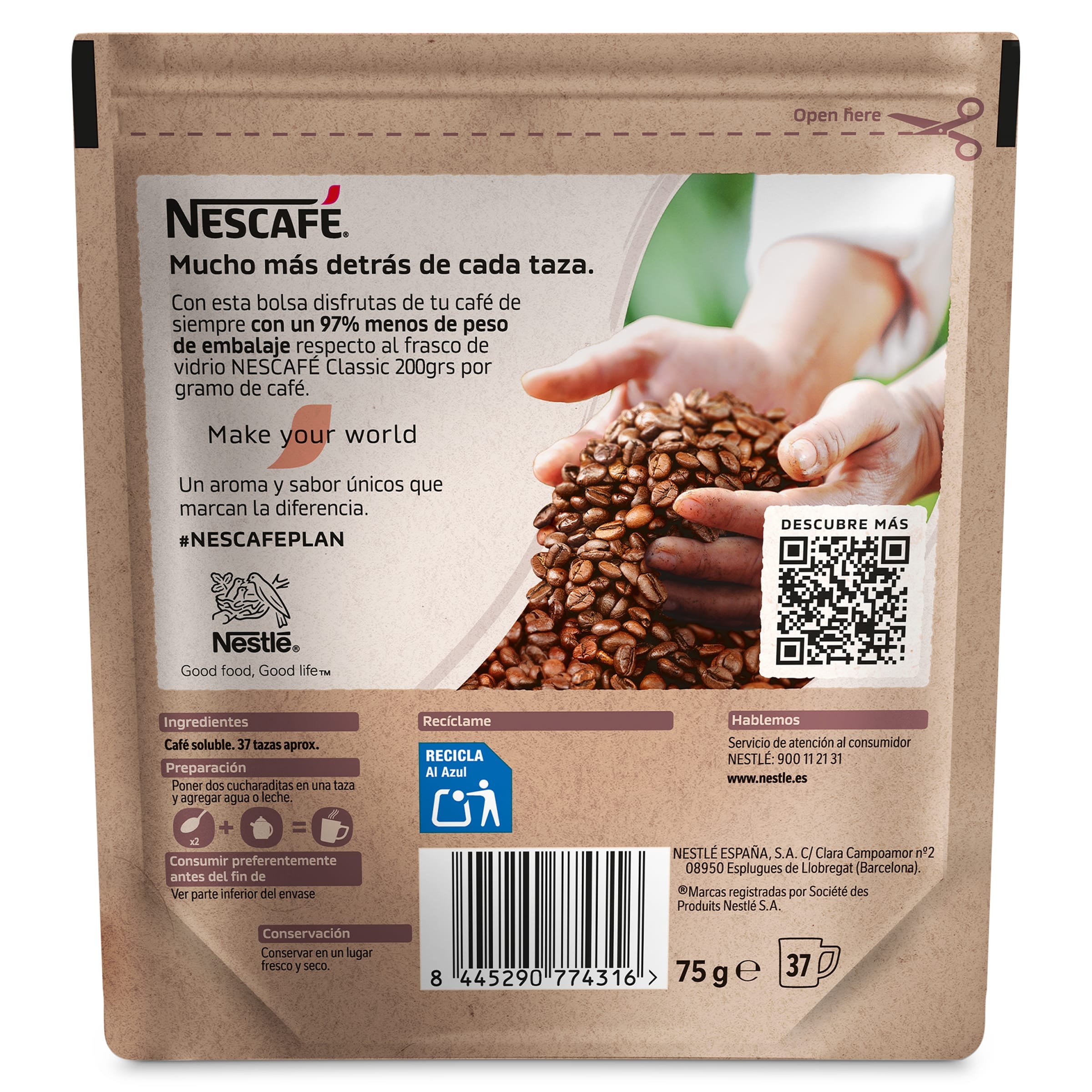 Café soluble natural Nescafé 75 g