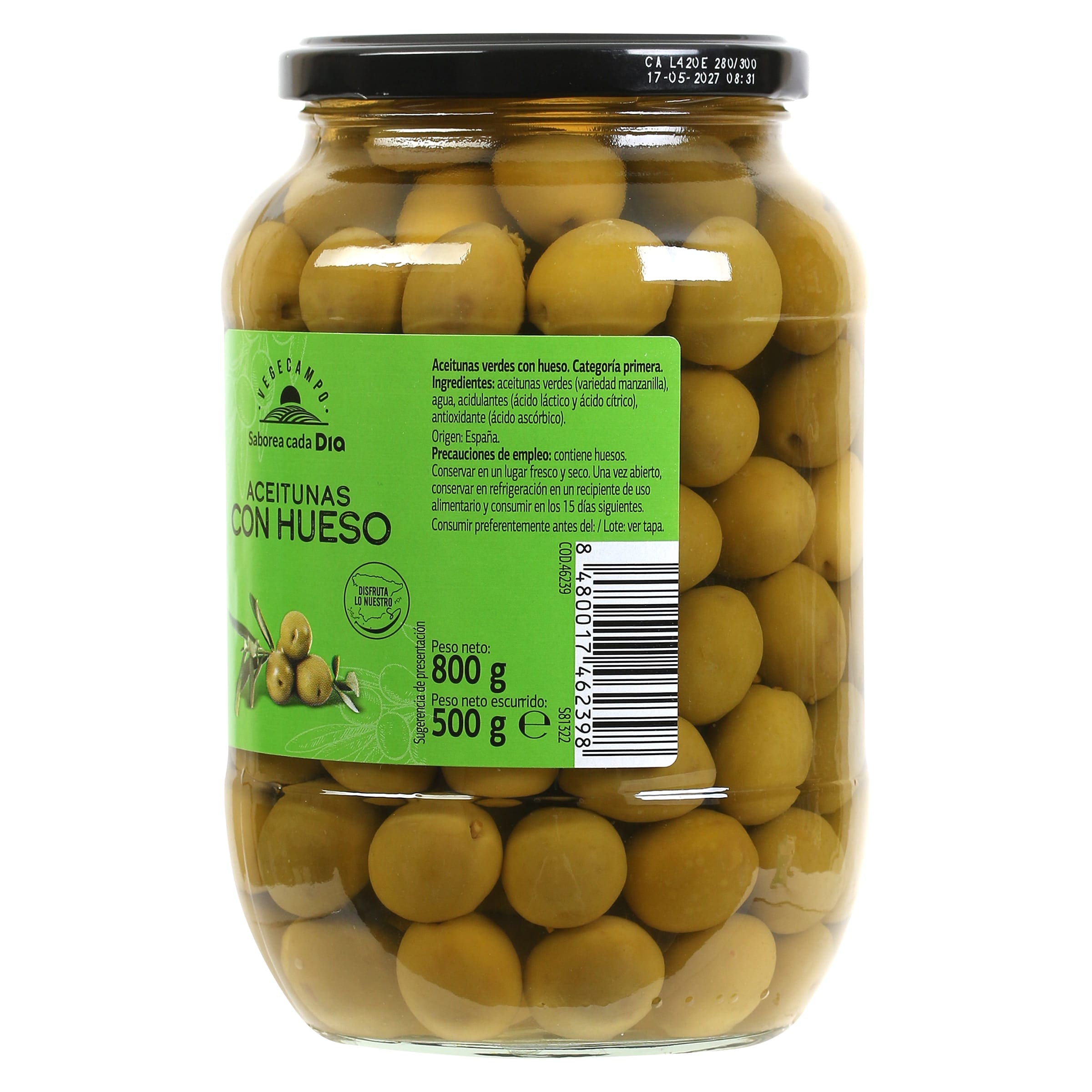 Aceitunas verdes con hueso Dia Vegecampo 500 g