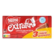 Chocolate con leche NESTLE  pack 3 unidades 375 GR