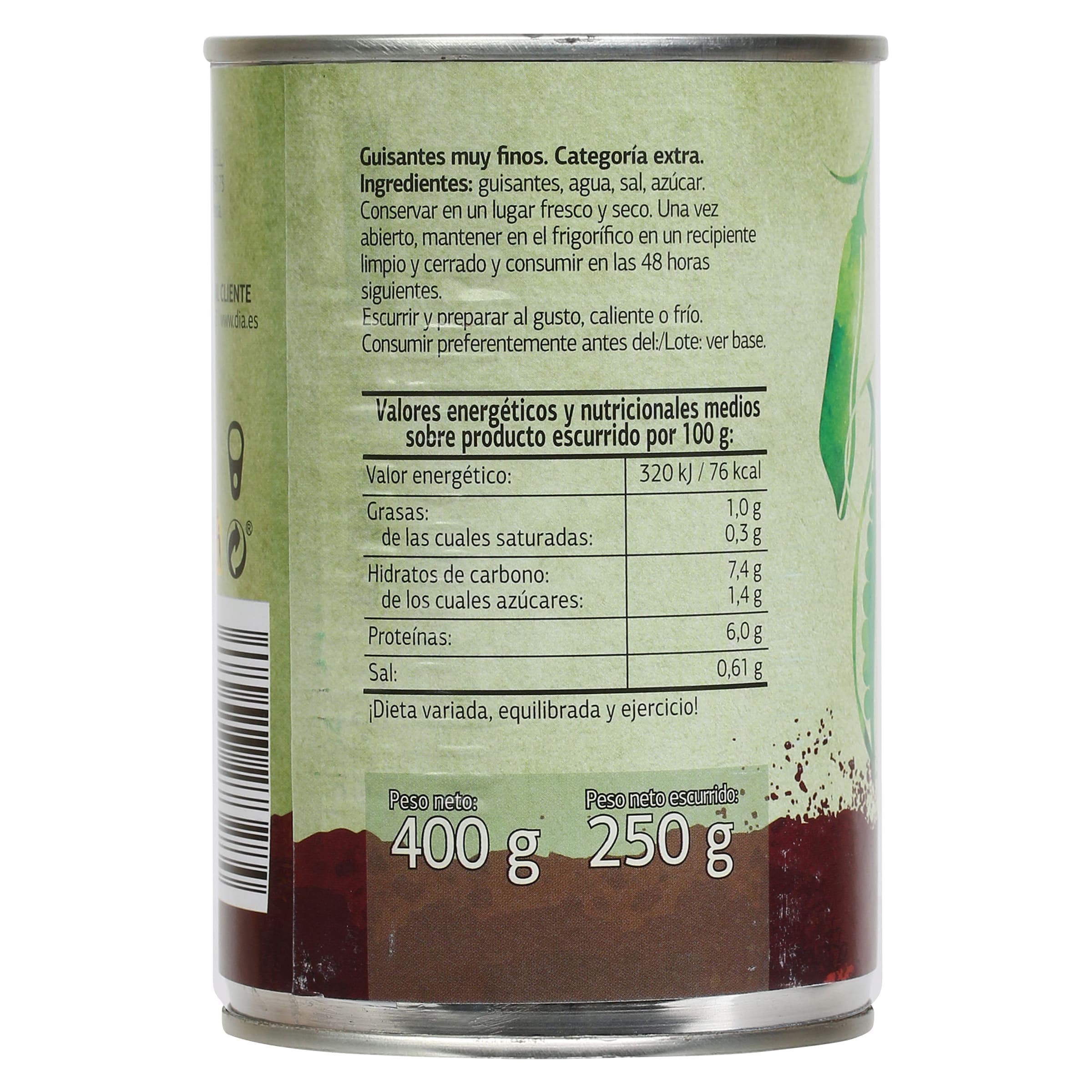 Guisantes muy finos Dia Vegecampo 250 g