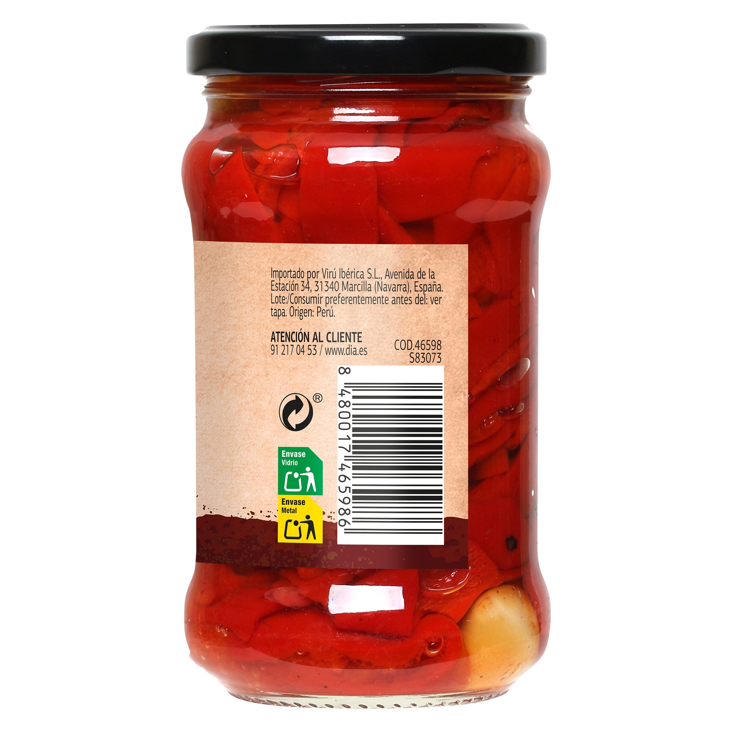 Pimientos del piquillo en tiras con ajo Dia Vegecampo 225 g