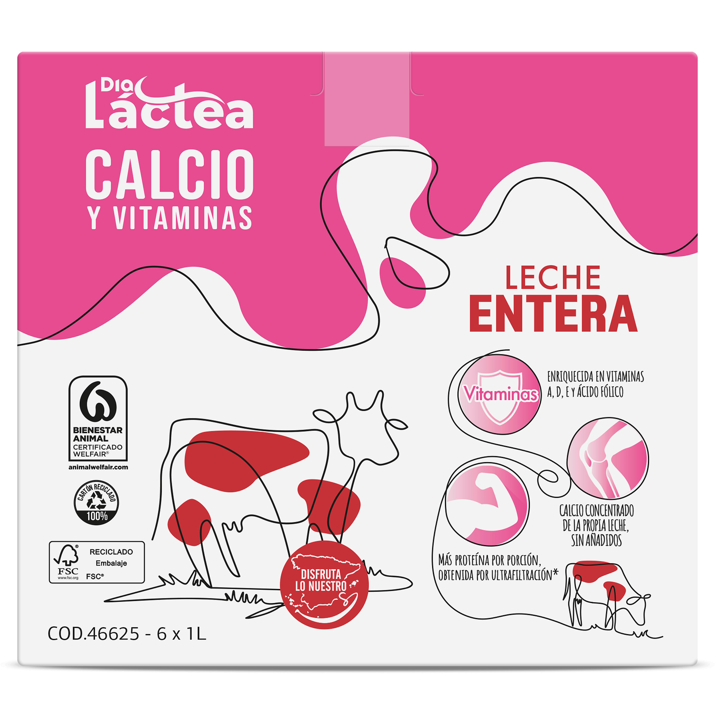 Leche entera calcio Dia Láctea pack 6 x 1 L
