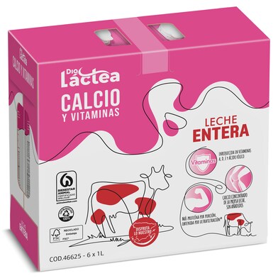 Leche entera calcio Dia Láctea pack 6 x 1 L-0