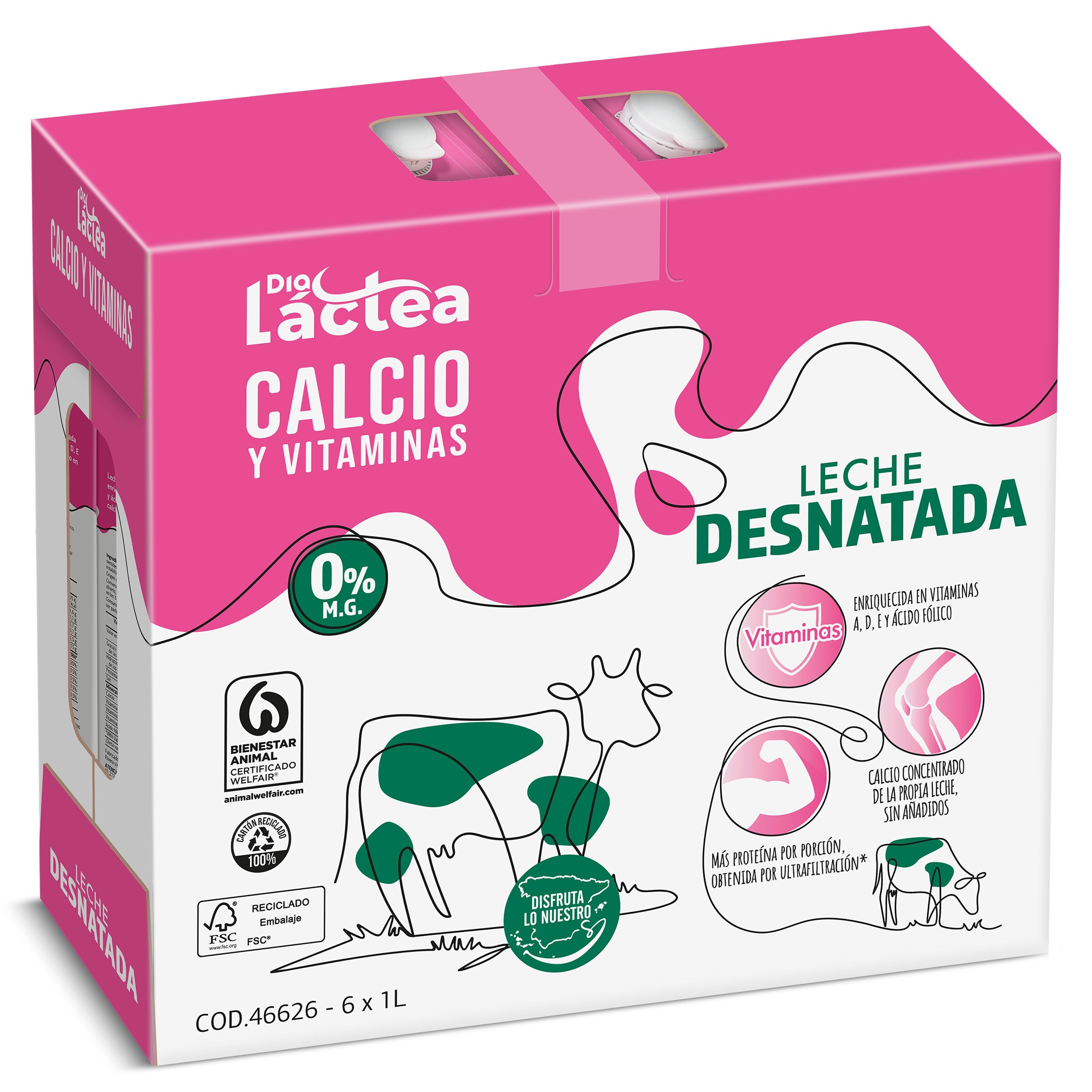 Imagen de Leche desnatada calcio Dia Láctea pack 6 x 1 L