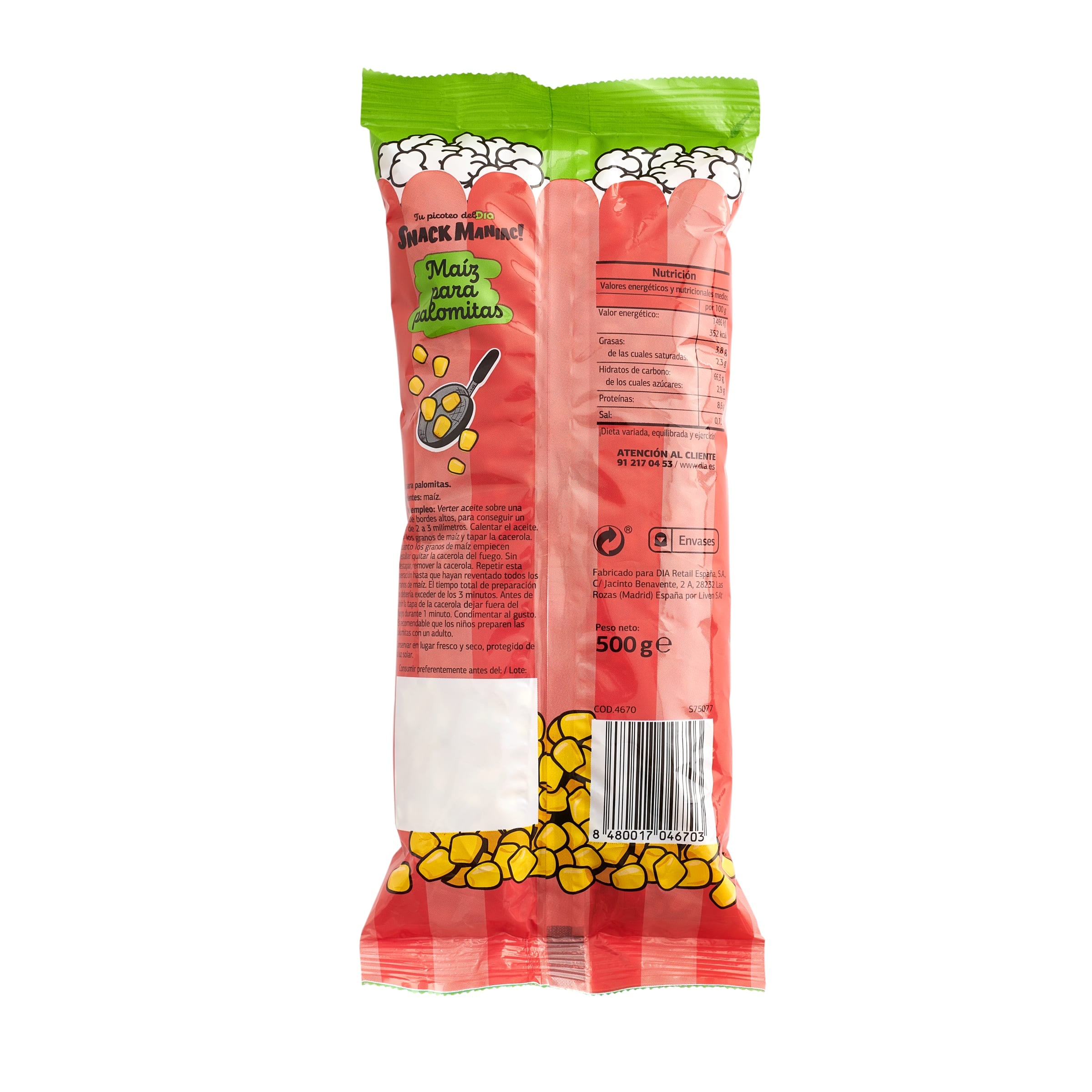 Maíz para palomitas Dia Snack Maniac 500 g