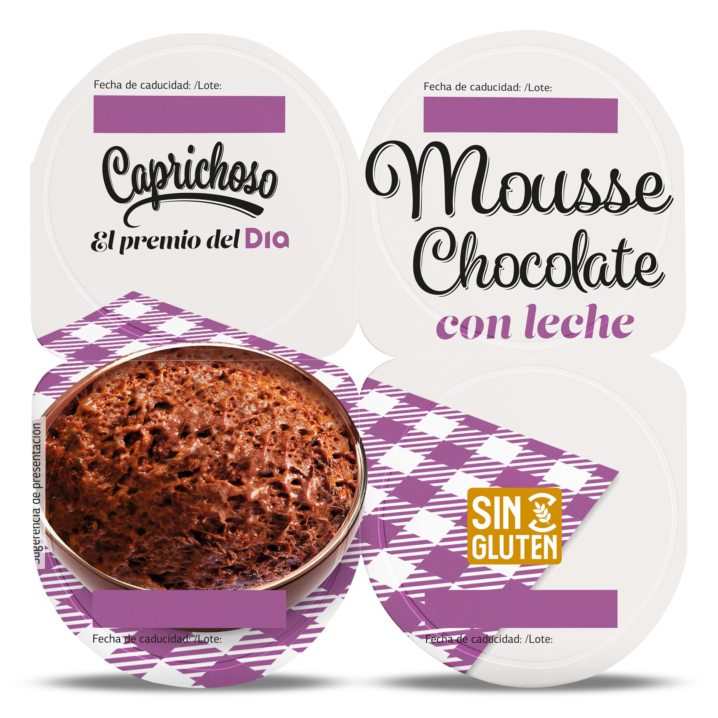 Mousse de chocolate con leche Dia Caprichoso 4 x 60 g