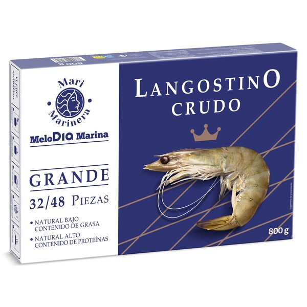 Langostino Crudo Grande Dia 32/48 Piezas Caja 800 Gr.