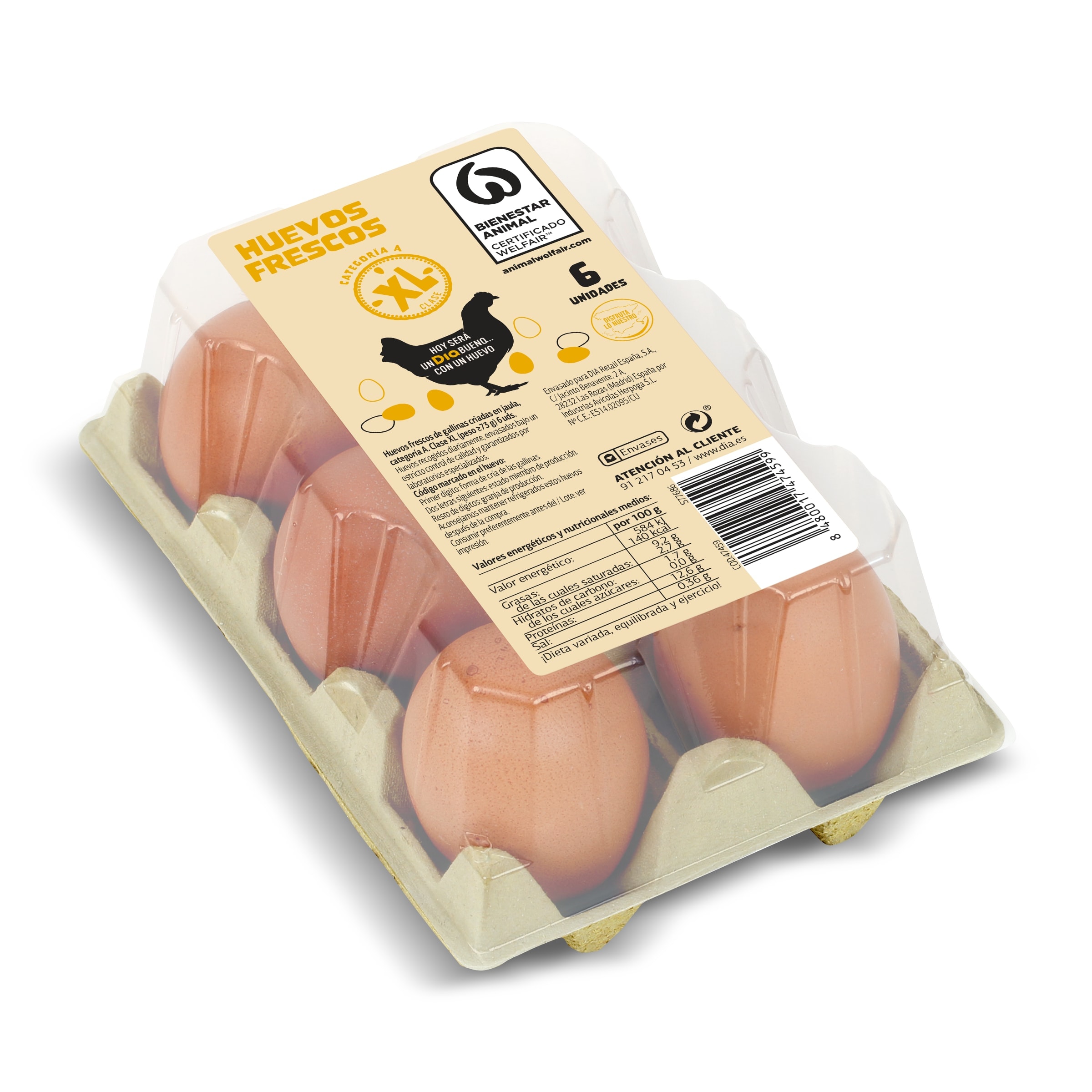Huevos frescos categoría A clase XL Dia bandeja 6 unidades - Supermercados  DIA