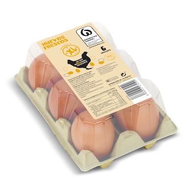 Huevos frescos categoría A clase XL Dia bandeja 6 unidades-0