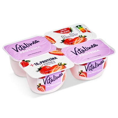 Yogur desnatado sabor fresa con proteínas Vitalinea pack 4 x 135 g-0 Yogur desnatado sabor fresa con proteínas Vitalinea pack 4 x 135 g-0