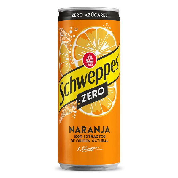 Refresco Naranja Zero Schweppes Lata 33 Cl.