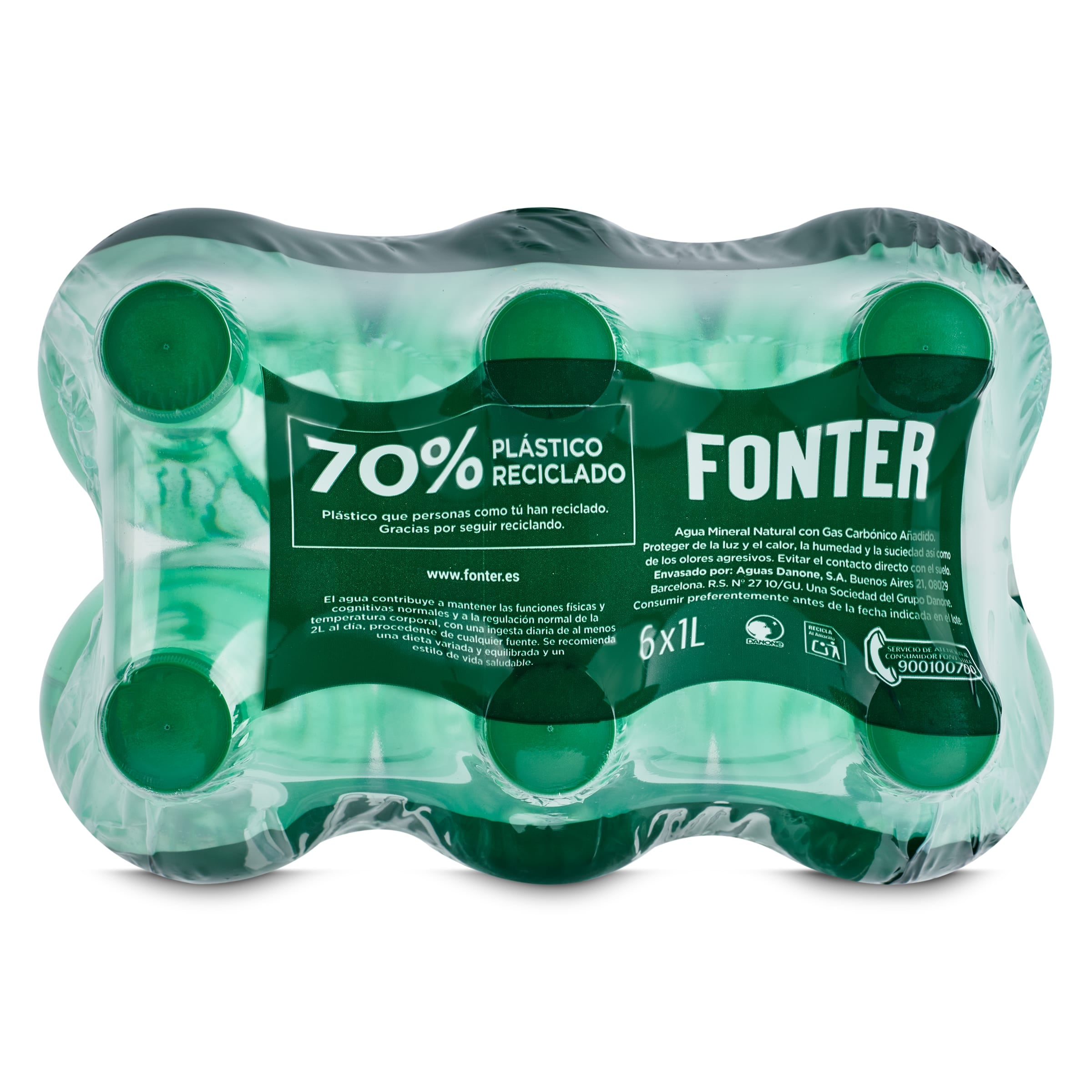 Agua mineral con gas Fonter pack 6 x 1 L