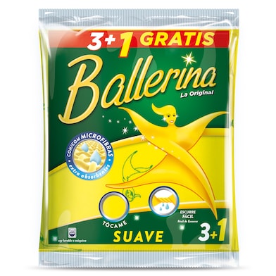 Bayeta amarilla super absorbente y extra suave Ballerina bolsa 4 unidades-0