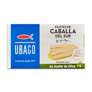 Filetes de caballa del sur en aceite de oliva Ubago lata 85 g-0